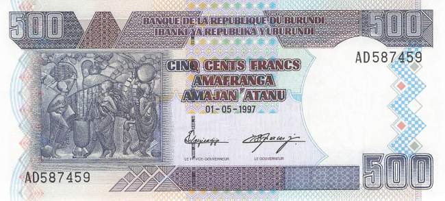 Burundi p38a 500 Francs 1997